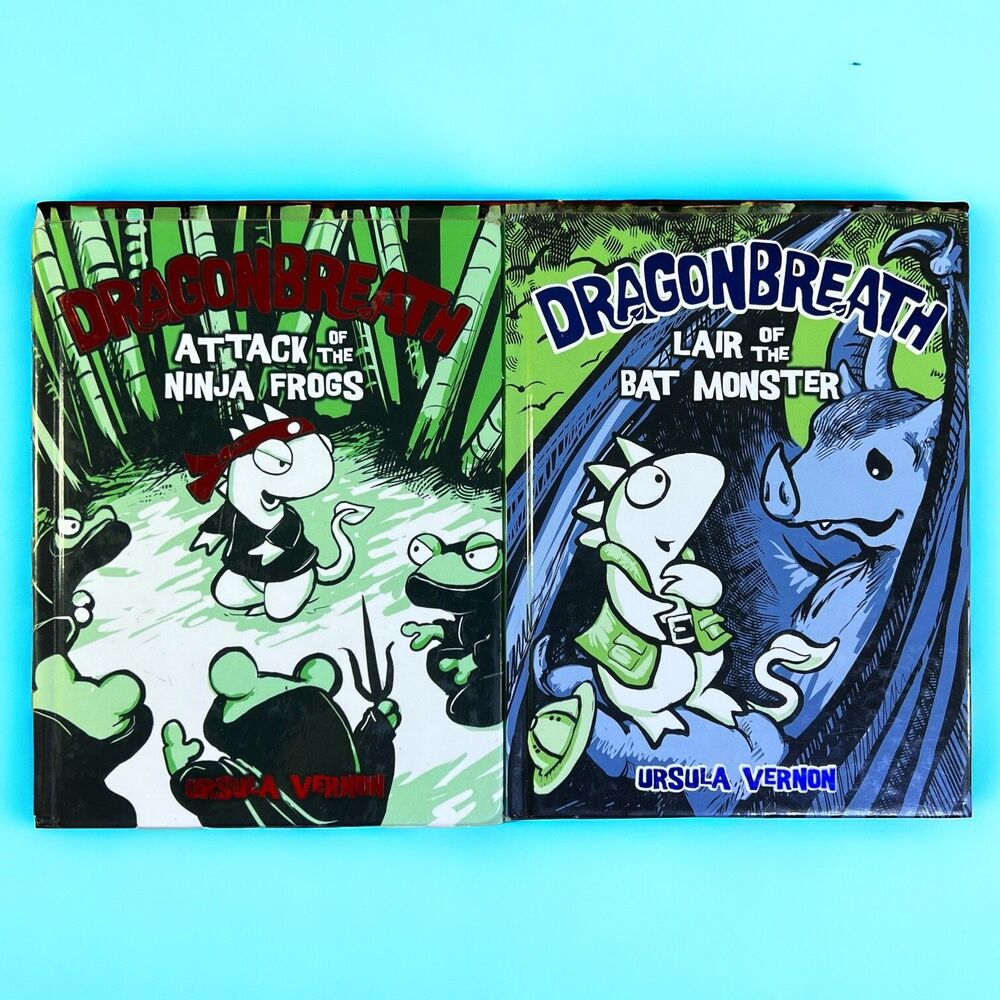 Dragonbreath Hardcover Books 2 & 4 LOT by Ursula Vernon Ninja Frogs &Bat Monster